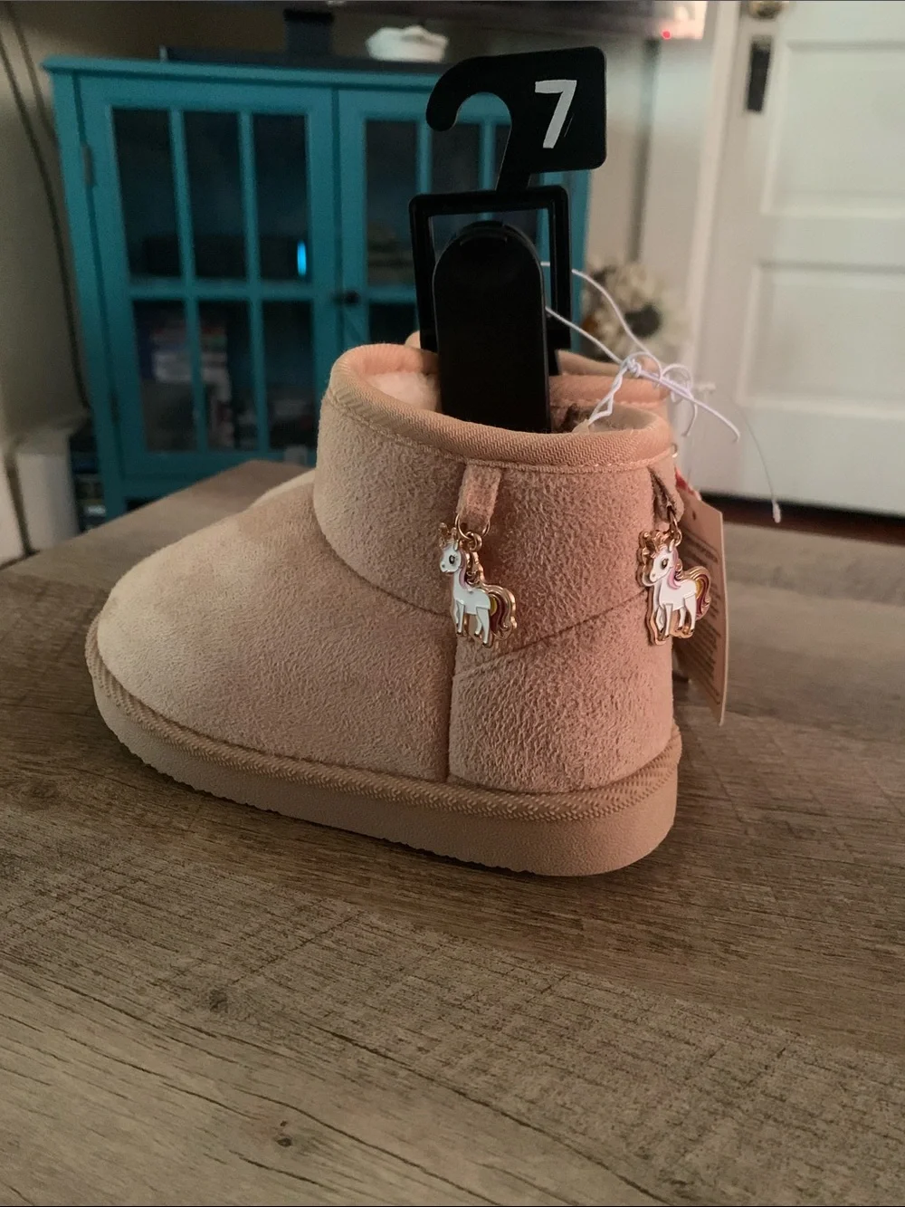 Winter boots w/unicorn charms and side zipper- toddler sz7